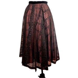VTG Velvet Flocked Organza & Satin Glitter Embellished Evening Circle Skirt, 2/4